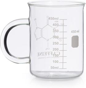 img 3 attached to ☕ Caffeine Beaker Mug: 16 oz Borosilicate Glass Chemistry Mug with Measuring, Handle, and Caffeine Molecule Design - Perfect for Coffee, Latte, Tea, or Any Hot/Cold Beverage - Tea Coffee Mug by Amugo