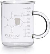 ☕ caffeine beaker mug: 16 oz borosilicate glass chemistry mug with measuring, handle, and caffeine molecule design - perfect for coffee, latte, tea, or any hot/cold beverage - tea coffee mug by amugo logo