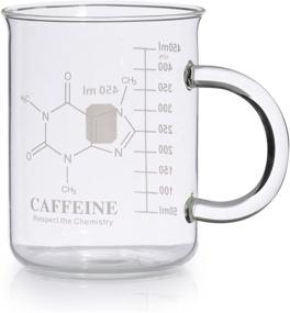 img 4 attached to ☕ Caffeine Beaker Mug: 16 oz Borosilicate Glass Chemistry Mug with Measuring, Handle, and Caffeine Molecule Design - Perfect for Coffee, Latte, Tea, or Any Hot/Cold Beverage - Tea Coffee Mug by Amugo