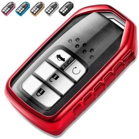 img 4 attached to 🔴 Premium TPU Protective Car Key Case Cover for Honda Accord Civic CRV Pilot Odyssey - Soft Plating, Enhanced Smart Shell (Red)
