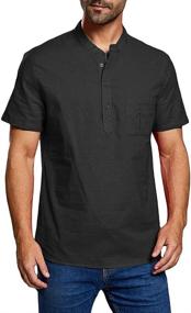 img 2 attached to 👕 Cotton Henley Shirts: Stylish and Lightweight Pullover Men's Clothing