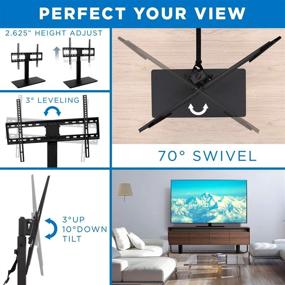 img 1 attached to 📺 Mount-It! Table Top Swivel TV Stand Riser: Versatile, Adjustable Stand for 37-70in TVs, Stable Anti-Tip Strap, Swivel, Tilt, and Height Adjustable with 600x400mm VESA Compatibility – Holds Up to 77lbs