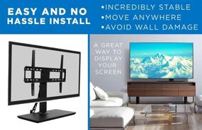 img 3 attached to 📺 Mount-It! Table Top Swivel TV Stand Riser: Versatile, Adjustable Stand for 37-70in TVs, Stable Anti-Tip Strap, Swivel, Tilt, and Height Adjustable with 600x400mm VESA Compatibility – Holds Up to 77lbs