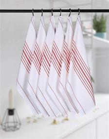 img 1 attached to 🧺 Pack of 12 Native Fab Scandia Stripe Kitchen Dish Towels - Cotton, Highly Absorbent, Durable and Washable - 14x25 inches - Tea Towels, Dish Cloths, Cleaning Cloths for Restaurants - Kitchen Towels with Hanging Loop - Red and White