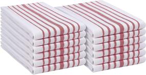 img 2 attached to 🧺 Pack of 12 Native Fab Scandia Stripe Kitchen Dish Towels - Cotton, Highly Absorbent, Durable and Washable - 14x25 inches - Tea Towels, Dish Cloths, Cleaning Cloths for Restaurants - Kitchen Towels with Hanging Loop - Red and White