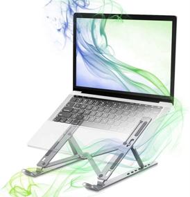 img 4 attached to Bixme Portable Laptop Stand: 7 Angle Adjustable Computer Stand for Desk, Aluminum Laptop Riser - Perfect Compatibility with MacBook, Acer, Dell, HP & More (Under 15.6 inch)