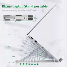 img 3 attached to Bixme Portable Laptop Stand: 7 Angle Adjustable Computer Stand for Desk, Aluminum Laptop Riser - Perfect Compatibility with MacBook, Acer, Dell, HP & More (Under 15.6 inch)