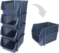 efficient pantry organization: skywin 4-pack black stackable storage bins for food, kitchen, and bathroom essentials логотип