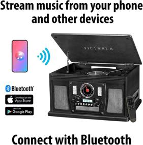 img 3 attached to 🎵 Victrola 8-in-1 Bluetooth Record Player &amp; Multimedia Center with Built-in Stereo Speakers - Turntable, Wireless Music Streaming in Black