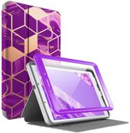 📱 popshine marble series samsung galaxy tab a 8.0 2019 case, sm-t290/sm-t295 model - full body 360 degree protective folio cover with built-in screen protector, liquid marble purple design logo