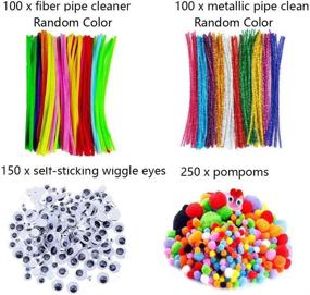 img 3 attached to 🎨 600 Piece Craft Set: 200 Chenille Stems, 150 Self-Sticking Wiggle Googly Eyes, and 250 Pompoms - Ideal for DIY Art Supplies and Craft Projects