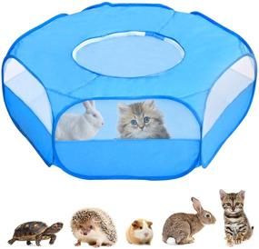 img 4 attached to 🐇 LISINAN Portable Small Animals Playpen: The Ultimate Pet Exercise Fence for Rabbits, Hamsters, and More!