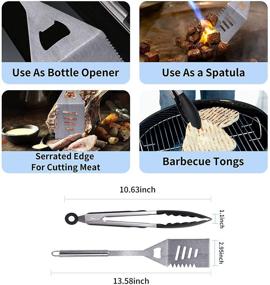 img 2 attached to 🔥 The Hungry Cook 6-Piece 14-Inch Standard BBQ Stainless-Steel Grilling Utensil Tools Set, Premium Grill Accessories Gift for Professional Barbecue with Spatula, Fork, Tongs, Knife, Cleaning Brush, and Basting Brush