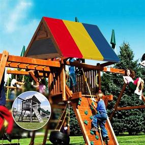 img 1 attached to 🌞 Waterproof Swing Set Canopy Replacement for Backyard Wood Playset - 89"×52" Playground Tarp Kit, Sunproof & Outdoor-Ready (RYB)