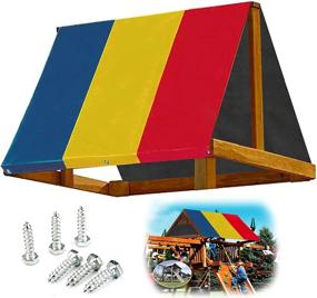 img 4 attached to 🌞 Waterproof Swing Set Canopy Replacement for Backyard Wood Playset - 89"×52" Playground Tarp Kit, Sunproof & Outdoor-Ready (RYB)