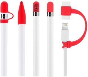 img 4 attached to 🖊️ Teyomi 5-Pack Silicone Protective Accessories for Apple Pencil 1st Gen: Cap Replacements, Holder, Tip Cover, Cable Tether (Red)