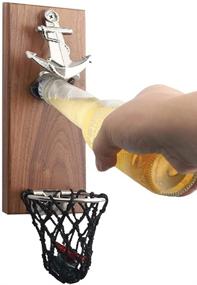 img 1 attached to 🔨 Bottle Opener Magnetic Wooden Anchor Shape with Net Caps Catcher - Ideal for Kitchen, Yard, Bar, or Anywhere Else!