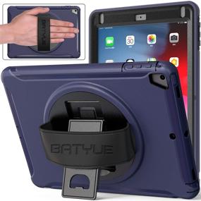 img 4 attached to 📱 BATYUE iPad Air 2 Case: Heavy Duty Shockproof Protective Case with 360° Kickstand & Hand Strap for iPad 9.7 (2018/2017), Blue