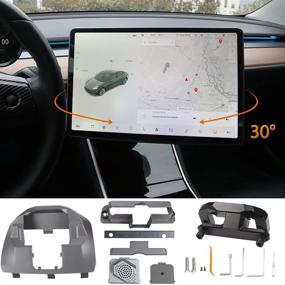 img 4 attached to 🔁 Поворотный держатель KEJIU для Tesla Model 3 и Model Y - Улучшенное крепление для поворотного экрана для центрального сенсорного экрана 2017-2021 года - Оригинальное серебряное крепление (серый)