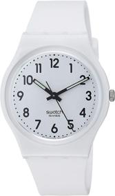 img 4 attached to Часы Swatch GENT STANDARD с белым силиконовым ремешком, кварцевые, для повседневной носки, 16 мм (модель: GW151O)