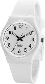 img 3 attached to Часы Swatch GENT STANDARD с белым силиконовым ремешком, кварцевые, для повседневной носки, 16 мм (модель: GW151O)