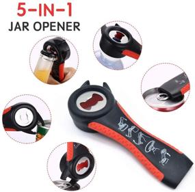 img 1 attached to 🔓 Jar Bottle Opener Non Slip Jar Gripper - 5 in 1 Multi Function Non-Slip Opener for Weak, Senior, Arthritis Hands (3-piece set)