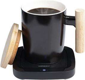 img 4 attached to Warm Your Cup: HOWAY Coffee Warmer & Mug Set for Desk - Auto Shut Off, Ceramic Cup for Hot Water, Tea, Cocoa, and Milk Included