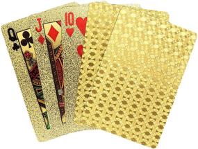 img 4 attached to 🃏 Waterproof Poker Cards - Flexible and Easy to Shuffle Deck of Cards for Magic Tricks, Table Games, Pool and Beach Water Card Games (Gold)