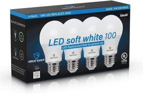img 1 attached to КОРПОРАЦИЯ GREAT EAGLE LIGHTING Эквивалентная лампа 100W LED, световой поток 1500 люмен A19 3000K мягкий белый, недиммируемая, 15 ватт, соответствует UL (4 штуки)