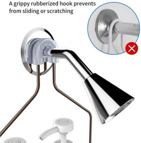 img 1 attached to 🚿 Bronze Shower Caddy Hanging Overhead with 10 Hooks for Razor and Shampoo Organization, Towel Bar and Rust-Proof Shower Rack Storage Shelf