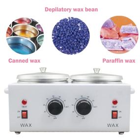 img 3 attached to 🔥 Professional Dual Wax Warmer Electric Heater - Adjustable Temperature Set for Facial Skin SPA, Paraffin Hot Wax Equipment, Includes 100 Wax Applicator Sticks