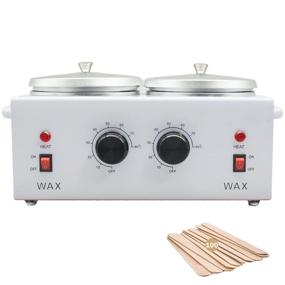 img 4 attached to 🔥 Professional Dual Wax Warmer Electric Heater - Adjustable Temperature Set for Facial Skin SPA, Paraffin Hot Wax Equipment, Includes 100 Wax Applicator Sticks