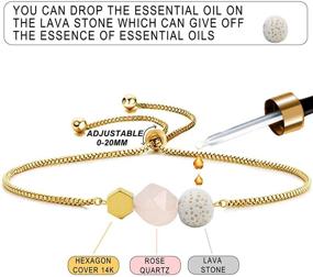 img 1 attached to 🌸 Jardme Essential Oil Diffuser Bracelet with Lava and Rose Quartz Gemstones - Adjustable Gold Bracelet