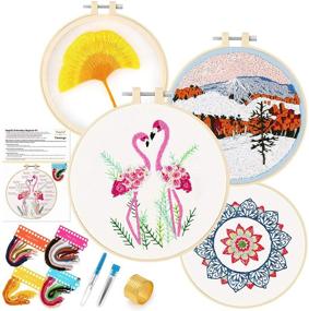 img 4 attached to 🪡 Magicfly Embroidery Starter Kit: 4 Sets with Patterns, Instructions, and Tools for Beginners and Adults