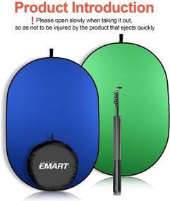 img 3 attached to EMART Green Screen Backdrop with Stand: 5x6.5ft Pop Up Collapsible Background for Chair & Live Streaming - 2-in-1 Blue Greenscreen