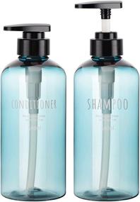 img 4 attached to 💦 500ml Refillable Shower Bottles, Segbeauty 16.9oz Liquid Soap Dispenser for Bathroom - Pump Bottles for Shampoo, Conditioner, Shower Gel, Lotion, Body Soap - Hotel Bathroom Plastic Press Dispenser in Blue