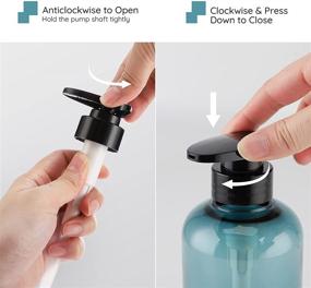 img 1 attached to 💦 500ml Refillable Shower Bottles, Segbeauty 16.9oz Liquid Soap Dispenser for Bathroom - Pump Bottles for Shampoo, Conditioner, Shower Gel, Lotion, Body Soap - Hotel Bathroom Plastic Press Dispenser in Blue