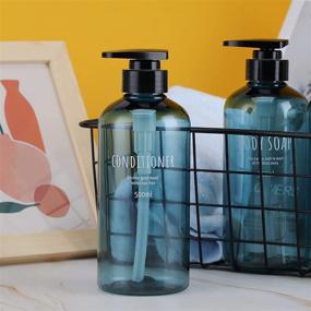img 3 attached to 💦 500ml Refillable Shower Bottles, Segbeauty 16.9oz Liquid Soap Dispenser for Bathroom - Pump Bottles for Shampoo, Conditioner, Shower Gel, Lotion, Body Soap - Hotel Bathroom Plastic Press Dispenser in Blue