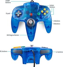 img 2 attached to 🎮 2-Pack Retro N64 Controller, kiwitatá Classic N64 Remote Game Pad Replacement Joystick for N64 Console - Clear Blue