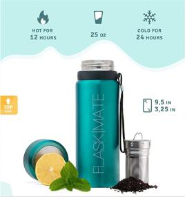 img 1 attached to 🚀 25 oz Travel Mug with Loose Leaf Tea Infuser - Hot & Cold Coffee Tumbler - Insulated Fruit Infused Water Bottle - Double Wall Stainless Steel Thermos - Leak Proof Lid (Blue)