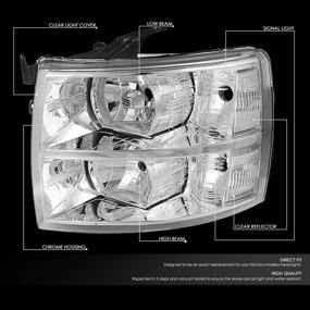 img 3 attached to DNA Motoring HL-OH-CSIL07-CH-CL1 Chrome Housing Headlights Compatible With 07-13 Silverado