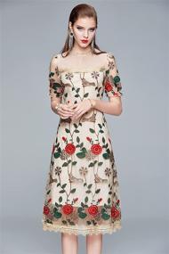 img 1 attached to Womens Elegant Floral Embroidered Cocktail Women's Clothing