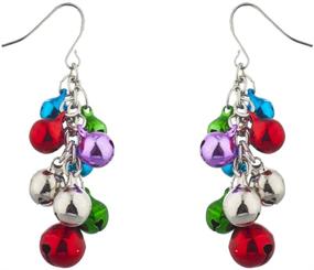 img 3 attached to Sparkling Silver Tone Christmas Jingle Bells Chandelier Earrings by Lux Accessories