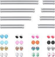 📿 yadoca 16 pcs 14g tongue rings for women men industrial barbell helix cartilage earrings stainless steel straight nipple body piercing jewelry 12-38mm + 32 pcs replacement balls logo