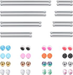 img 4 attached to 📿 YADOCA 16 PCS 14G Tongue Rings for Women Men Industrial Barbell Helix Cartilage Earrings Stainless Steel Straight Nipple Body Piercing Jewelry 12-38MM + 32 PCS Replacement Balls