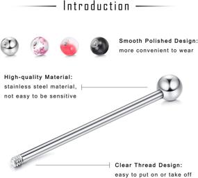 img 3 attached to 📿 YADOCA 16 PCS 14G Tongue Rings for Women Men Industrial Barbell Helix Cartilage Earrings Stainless Steel Straight Nipple Body Piercing Jewelry 12-38MM + 32 PCS Replacement Balls