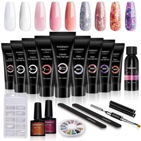 img 4 attached to 💅 9 Color Poly Nail Gel Kit by Phoenixy: Complete Nail Enhancement Builder Gel Manicure Starter Kit with Poly Extension Gel – Perfect Gift Set