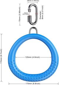 img 1 attached to 🔵 Dolibest 2PCS Round Trapeze Swing Bar Rings with Carabiners - Outdoor Swing Set Accessories for Kids - Monkey Rings, Obstacle Ring Swing Toys - Blue