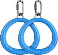 🔵 dolibest 2pcs round trapeze swing bar rings with carabiners - outdoor swing set accessories for kids - monkey rings, obstacle ring swing toys - blue логотип