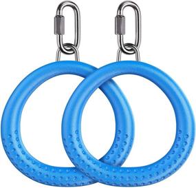 img 4 attached to 🔵 Dolibest 2PCS Round Trapeze Swing Bar Rings with Carabiners - Outdoor Swing Set Accessories for Kids - Monkey Rings, Obstacle Ring Swing Toys - Blue